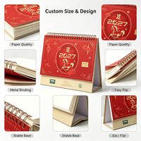 Calendrier de bureau miniature personnalisé OEM, calendrier de table imprimé avec logo, calendrier de bureau en spirale avec support en papier, calendrier 2027 avec logo personnalisé