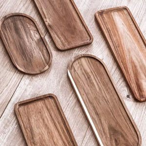 Plateau de service en bois massif, finition luxueuse, écologique, personnalisable pour les cadeaux, les hôtels, les cafés, vente en gros, artisanal en provenance d'Inde - Product Image 1