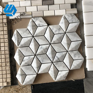 Mattonelle a rombo mosaico 3D in <span class=keywords><strong>marmo</strong></span> bianco di Carrara - Product Image 4