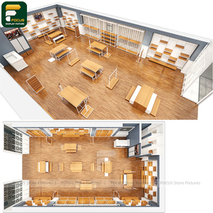 Modern Clothing Boutique Garment Rack Display Cabinet Wall Panel <b>Reception</b> <b>Counter</b> Lighting Showcase Unit - Product Image 6