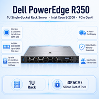 Serveur Dell R350 1U en rack, simple socket, 4 DIMM DDR4, PCIe 4.0, SAS, SATA pour la virtualisation, le stockage de fichiers pour les petites entreprises