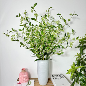 Plante artificielle en feuilles de houx perlées, 103 cm, blanc et vert, en caoutchouc souple, décoration d'intérieur, décoration de bureau, arrangement floral - Product Image 1