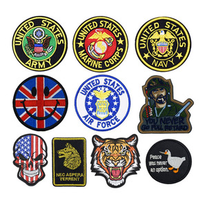 Hook&Loop Gold Thread Embroidery tiger Skull Flag Badge Patch - Product Image 1