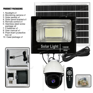 Jbp 100W 4G năng lượng mặt trời đèn pha với máy ảnh và 256G thẻ SD IP65 đánh giá nhôm dẫn điện năng thấp ngoài trời Vườn An ninh ánh sáng - Product Image 6