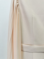 Robes de soirée formelles pour femmes, couleur abricot, col montant, ornées de perles, col en V, manches courtes, ornées de cristaux, coupe ajustée, pour galas, bals de promo et soirées