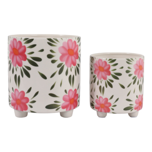 Set di 2 Vasi Decorativi Dipinti a Mano per Interni ed Esterni, Eleganti Fioriere per Soggiorno - Product Image 4