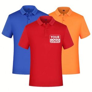 Custom Promotion Print Logo Solid Color Plain Blank Pique Polyester Embroidery Washed T Shirt Cotton T-shirts Men's Polo Shirts - Product Image 3