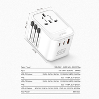 LDNIO Z6 GaN Rallonge USB PD Wall Exchange Power Adapter Multi Plug Universal Travel Adapter Dual Type-C Travel Adapter