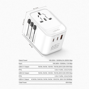 LDNIO Z6 gan mở rộng dây USB PD tường trao đổi Power <span class=keywords><strong>Adapter</strong></span> đa cắm phổ Travel <span class=keywords><strong>Adapter</strong></span> kép Type-C Travel <span class=keywords><strong>Adapter</strong></span> - Product Image 3