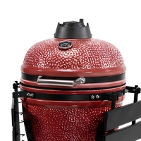 Barbecue au charbon de bois en céramique Kamado de 19 pouces, fumoir rond, cuisinière d'extérieur avec roues pour jardin, patio, camping