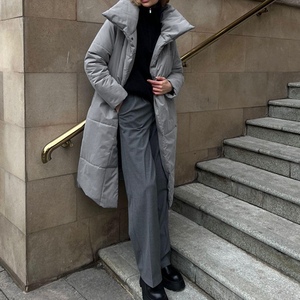 Abrigo Largo de Algodón para Mujer, Cuello Alto, Manga Larga, Corte Holgado, Casual, Cálido, Nueva Colección de Invierno - Product Image 2