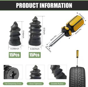 Kit <span class=keywords><strong>de</strong></span> 30 Piezas para Reparación <span class=keywords><strong>de</strong></span> Neumáticos con Tapones <span class=keywords><strong>de</strong></span> Goma <span class=keywords><strong>de</strong></span> 2 Tamaños para Neumáticos sin Cámara, Herramientas <span class=keywords><strong>de</strong></span> Reparación Rápida <span class=keywords><strong>de</strong></span> Neumáticos - Product Image 3