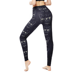 Leggings grande taille pour femmes, motif chat noir avec lunettes, nouvelle collection Halloween, pour saut en hauteur, HC-6062 - Product Image 3