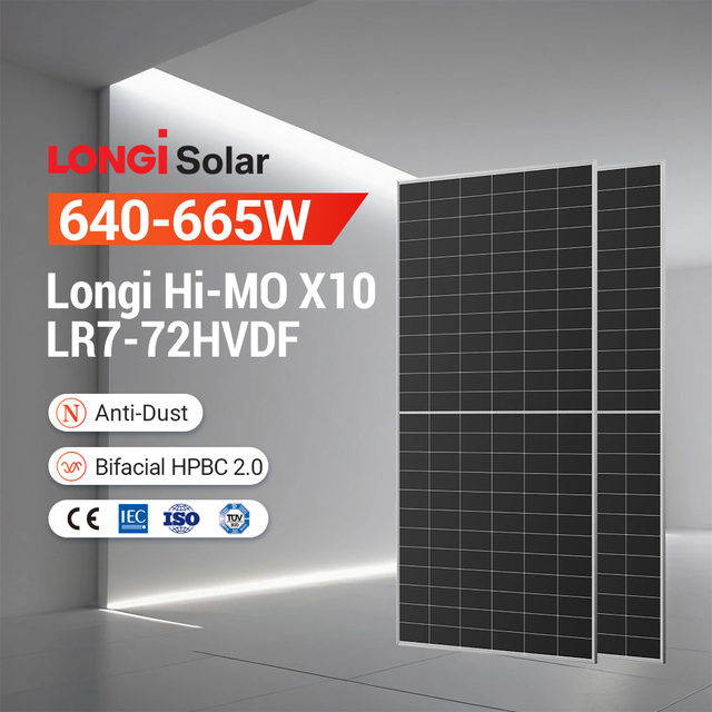 Longi Dual-glass Solar Panel 620 Watt 640 Watt 650watt IP68 Solar Panels High Efficiency