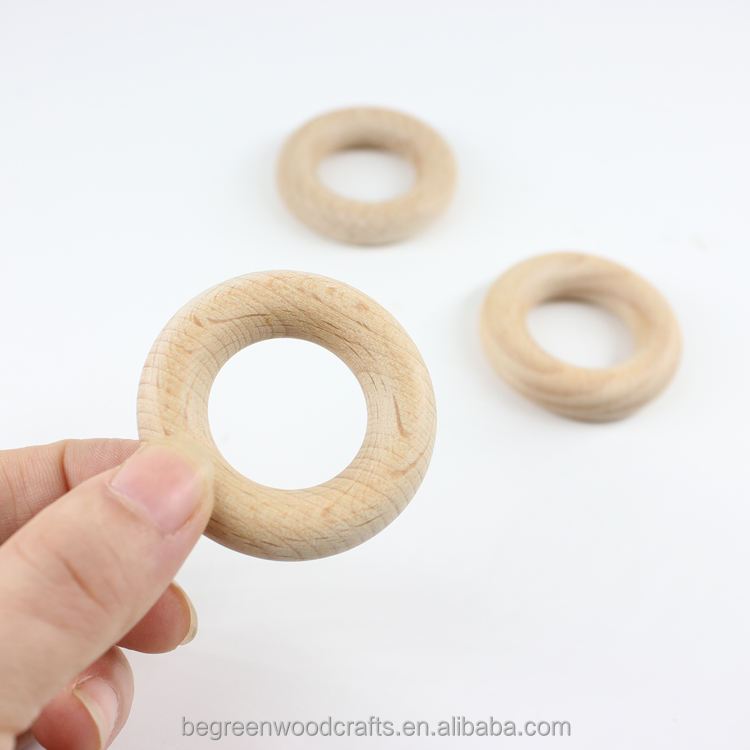 Soft Unfinished Wooden Ring Circle for Baby Rattle DIY  Projects Handmade Wooden Craft Toy