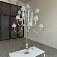 Saixin Luxe, Meilleure Vente : Centres de table de mariage, Lustre en cristal à 13 bras haut, avec abat-jour givré, pour décoration de table d'événement