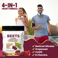 Suplemen Kunyah Bitroot OEM 60 Gummies Ultimate Heart Health untuk Kesehatan Jantung Pria, Mengandung Total CoQ10, Ekstrak Biji Anggur, Nitric Oxide, dan Bit Root untuk Imunitas