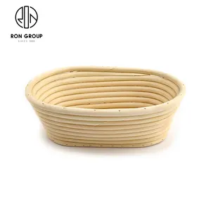 Factory 9 Inch Rectangular Wicker Bread Proofing Baskets Durable Cloth Cover Oval Natural Handmade Rattan Bread Basket Set