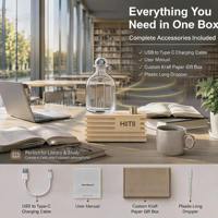 HIITII Portable MINI pour l'aromathérapie sans eau à l'huile essentielle, en bois naturel fait main et verre, rechargeable, faible consommation