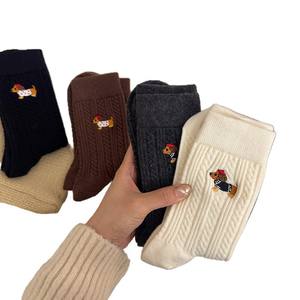 Chaussettes pour femmes Matian Diary, motif animal teckel, <span class=keywords><strong>en</strong></span> soie et laine, sans couture, tricotées <span class=keywords><strong>en</strong></span> <span class=keywords><strong>lin</strong></span>, micro-pression, automne-hiver - Product Image 5