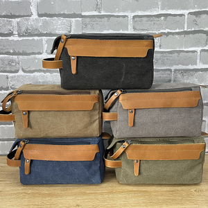 Guangzhou Factory Custom <strong>Mens</strong> Toiletry Bag Cosmetic Shaving Dopp Kit Canvas Leather Travel Kit Toiletry Bag <strong>Pouch</strong> <strong>Mens</strong> - Product Image 6
