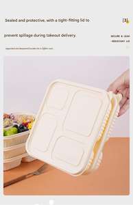 Productos Ecológicos de Pulpa, Modernos, de Lujo, Personalizables, Irrompibles, Contenedores de Alimentos de 2 y 3 Compartimentos, Lonchera Desechable - Product Image 5