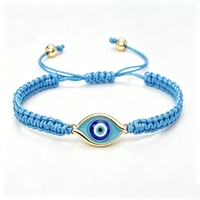 Pulsera de Hilo Trenzado Ajustable de Cobre con Cuerda de Macramé y Amuleto de Ojo Turco para Hombre y Mujer