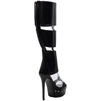 Bottes longues d'été pour femme, à bout ouvert, découpées, avec fermeture éclair arrière, talons hauts, rivets et plateforme, grande taille 47