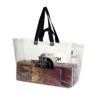 Bolsa de Mano Transparente Laminada de PP Tejido con Patrón de Letras, Logotipo Personalizado, Bolsa de Compras Extra Grande para Viajes - Product Image 1