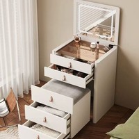 Table de toilette blanche personnalisée pour chambre à coucher, avec miroir et tabouret escamotable intégré, pour mobilier de chambre
