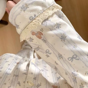 <span class=keywords><strong>Pigiama</strong></span> Coreano Retrò con Stampa di Orsacchiotto, Cardigan Aperto con Bordo in Pizzo, <span class=keywords><strong>Pigiama</strong></span> Dolce da Donna per Primavera e Autunno - Product Image 4