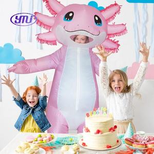 Costume gonflable de <span class=keywords><strong>salamandre</strong></span> mignon pour <span class=keywords><strong>adulte</strong></span>, mascotte Axolotl rose pour femmes et hommes, déguisement animal pour fête cosplay et costumes d'anime - Product Image 2