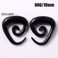Nouveau tunnel de piercing en acrylique noir triangulaire en spirale conique avec dilatateur d'oreille pour homme, plug d'étirement, plug d'oreille escargot