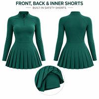 Robe de tennis personnalisée pour femmes, manches longues, demi-zip, plissée, avec short intégré pour les matchs de tennis