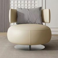 Sillón de Diseño de Alta Calidad al por Mayor, Silla Giratoria de Cuero con Base de Metal para Sala de Estar, Hotel o Villa