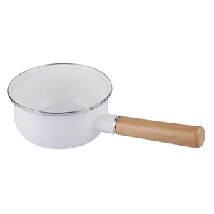 Trắng Nhật Bản sứ cà phê/Sữa Nồi thép carbon saucepans Bộ với gỗ xử lý