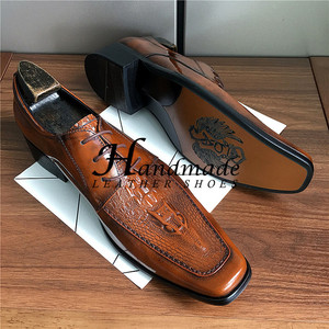Chaussures en cuir coloré italiennes faites à la main pour hommes, tenue de travail formelle, cuir véritable haut de gamme, style britannique, chaussures de bureau - Product Image 1