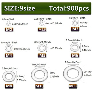 Baiguluo 900Pcs 304 Stainless Steel Flat Washers Din125 Grade A For Interior Renovation Outdoor Construction Electrical Repair - Product Image 3