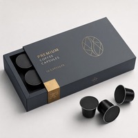 Boîte de rangement portable pour capsules de café avec logo personnalisé, en papier couché, avec insert en carton pour café et boissons