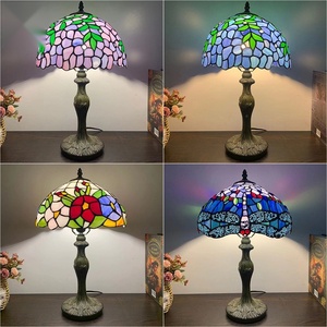 Lámpara de escritorio de cristal de color glicinia púrpura amarillo barroco de 16 pulgadas hecha en China adecuada para lámparas de noche de sala de estar - Product Image 5