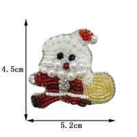 Patchs de Noël faits main en perles, brodés, motifs Père Noël, sapin, pain d'épices, cerf, ours, pour la décoration de vêtements et de sacs