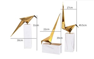 Ornements à la mode populaires Base en marbre classique en acier inoxydable petit oiseau en métal Animal pour décor de table intérieur - Product Image 6