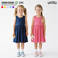 Robe d'été sans manches pour filles, style débardeur, couleur rose vif unie, vêtements pour enfants, vente en gros OEM ODM