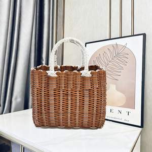 Bolsa de Bambú Tejida a Mano Personalizada, Bolso de Paja y Ratán, Cesta de Fibra Natural, Bolsa de Regalo, Bolsa de Recuerdo para Mujer, Playa, Vacaciones - Product Image 4