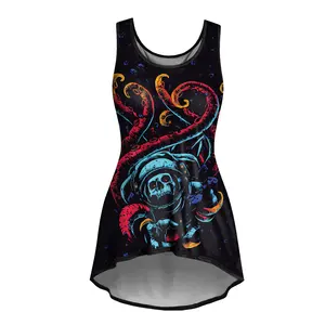 NADANBAO Brand Summer Halloween Costume women's Tank Top Dress High Quality Skull Digital Print Sleeveless Dresses