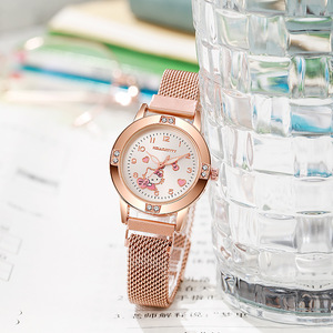 <strong>Rose</strong> <strong>Gold</strong> Diamond <strong>Set</strong> Women's <strong>Watch</strong> with Magnet Adsorption Band Milanis Quartz Digital Display Steel and PC Case Sanrioed - Product Image 5