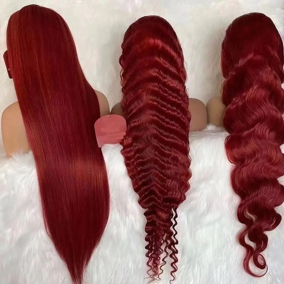 Wigs For Black Woman Brazilian Deep Wave 13X4 13x6 Transparent Lace Front Human Hair Wigs 99J Colored Wigs Human Hair Lace Front