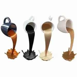 Resin Statues Floating Coffee Cup Art Sculpture Home Kitchen Decoration Crafts Spilling Magic Pouring Liquid Splash Coffee Mug