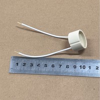 Douille/Support de lampe GU10 en céramique beige transfrontalier 250V à vis, fil de silicone tout cuivre épaissi de 10 cm avec queue à dents de requin