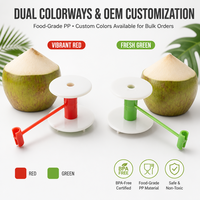 Ouvre-noix de coco facile avec paille pour jeunes noix de coco, perforateur de pression en plastique léger, vert/rouge/blanc